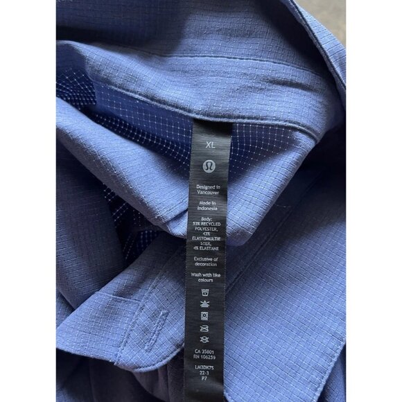 lululemon Airing Easy Short-Sleeve Light Blue Shirt mens sz XLButton Shirt - Picture 14 of 16